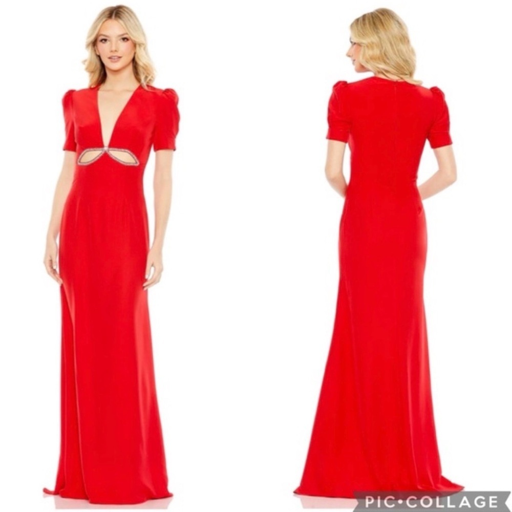 Mac Duggal Ieena Rhinestone Cutout Sheath Gown Size 4 NWT Style #2630